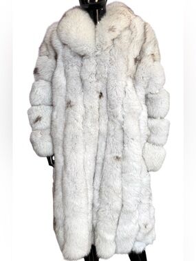 Saga Furs icy blue fox spotted Full-Length Fur Coat